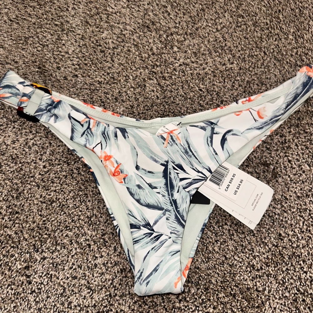 Rip Curl Tropical Leaf Bikini Bottom - White and Orange